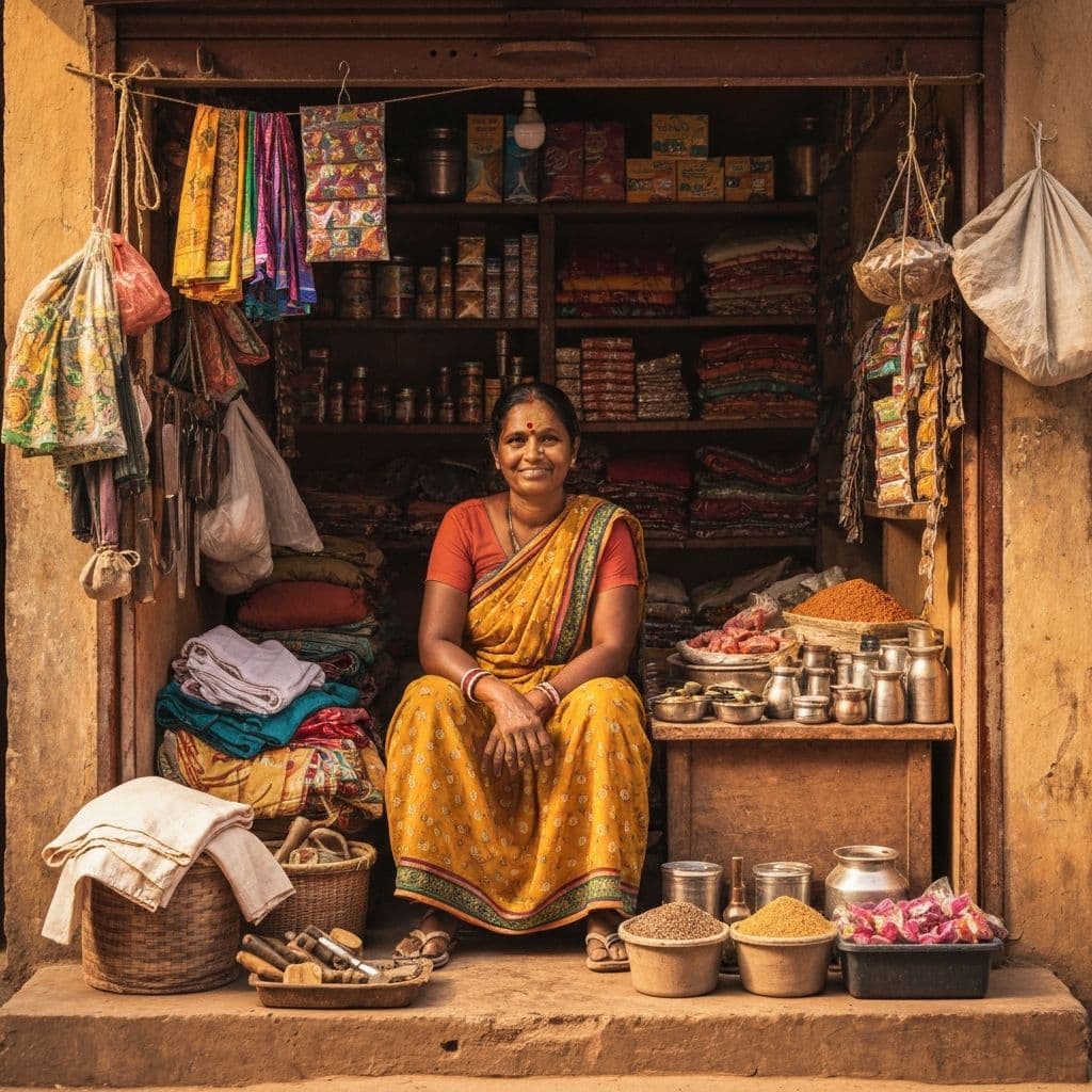 Village seller at her shop